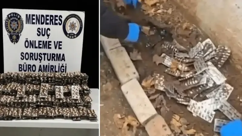 İzmir’de toprağa gömülü uyuşturucu ecza bulundu