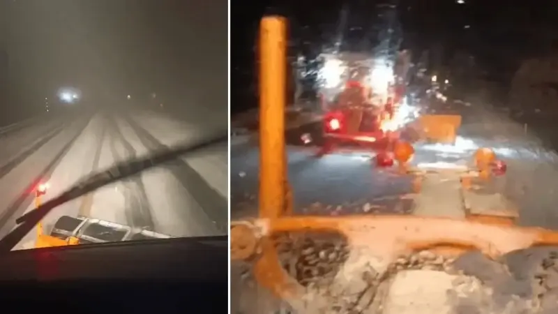 Kara yolu beyaza büründü: Turizm beldesine yılın ilk karı yağdı