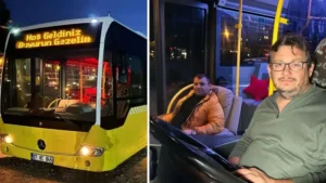 Karavan yapmak için İETT otobüsü aldı: Her akşam komşularını arkadaşlarını ve akrabalarını gezdiriyor