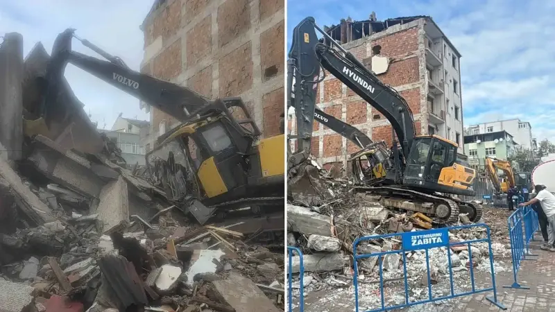 Kontrollü yıkım sırasında beton parçaları düştü: 1 işçi yaralandı