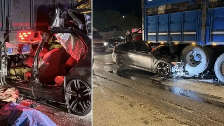 Lüks otomobil kamyona ok gibi saplandı: Bir kişi öldü, iki kişi yaralandı