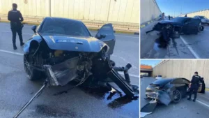 Milyonluk Porsche duvara saplandı! Kontrolden çıkan araç paramparça oldu