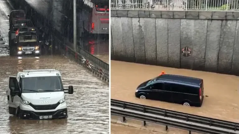 Sağanak sonrası alt geçitte mahsur kaldılar
