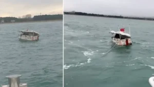 Tekkeköy açıklarında sürüklenen tekne kurtarıldı