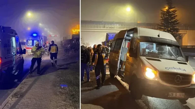 TIR’ın arkadan çaptığı servis minibüsündeki 9 kişi yaralandı