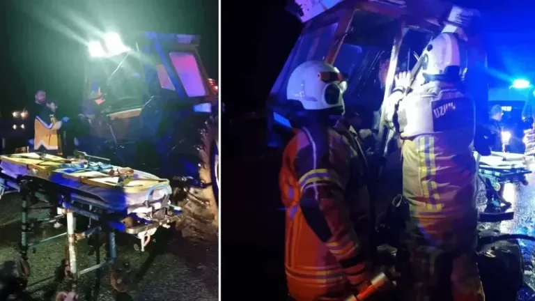 TIR’la çarpışan traktörün sürücüsü ağır yaralandı