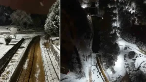 Uşak’ta mevsimin ilk karı yağdı: Beyaza bürünen kent böyle görüntülendi