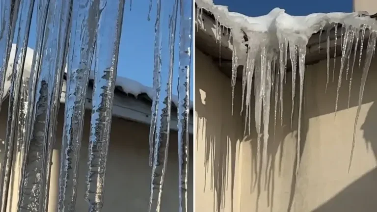 Yüksekova’da kış sert yüzünü gösterdi: Buz sarkıtları 2 metreyi geçti