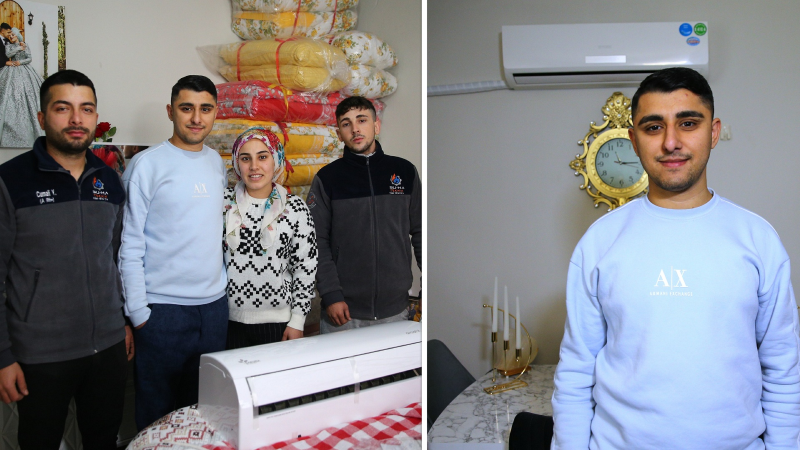 Adana’da düğünde gelin ve damada takı yerine klima hediye edildi