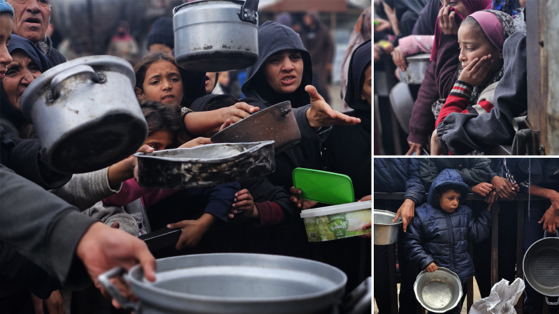 Gazze’de yerinden edilenler için sıcak yemek dağıtımı yapıldı