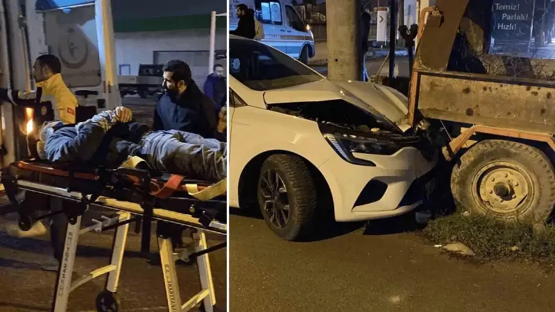 Kaza yapan otomobil savrulup kamyonete çarptı: İki kişi yaralandı