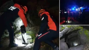 Define ararken sarnıçta mahsur kaldılar: 4 saatte kurtarıldılar