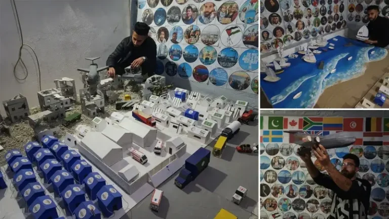 Filistinli üç genç İsrail’in Gazze’ye saldırılarını ve savaş sürecini maketlerle canlandırdı