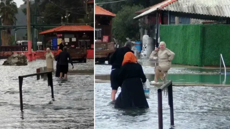 Kaplıca sular altında vatandaşlar şifa peşinde