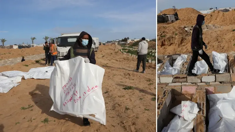 Kimliği tespit edilmeyen 53 Gazzeli defnedildi