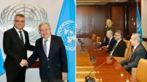 KKTC Cumhurbaşkanı Erhürman BM Genel Sekreteri Guterres ile bir araya geldi