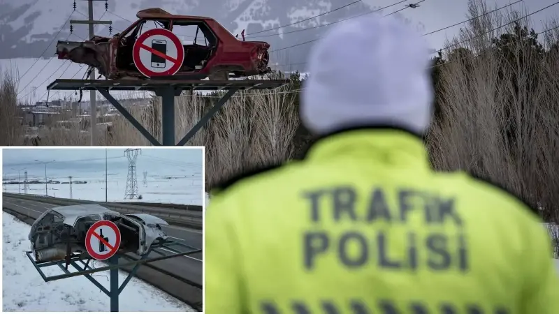 Sürücülere hurda araçlarla görsel uyarı: Trafikte yanlış hareketin bedelini gösteriyor