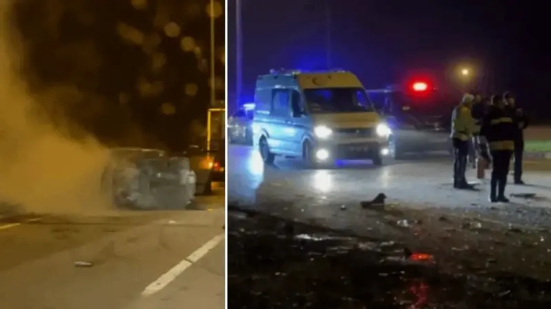 Yoldan çıkıp karşı şeride geçen otomobil ile TIR çarpıştı: İki kişi yaralandı