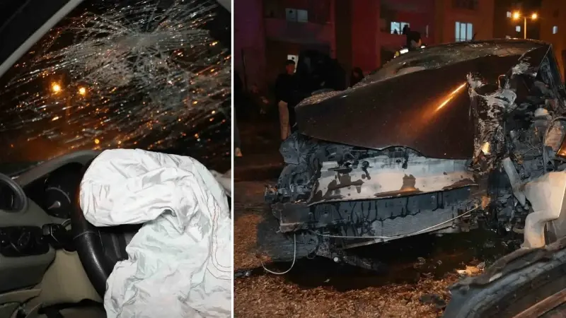 Ağaca çarpan otomobil hurdaya döndü: Üç kişi yaralandı