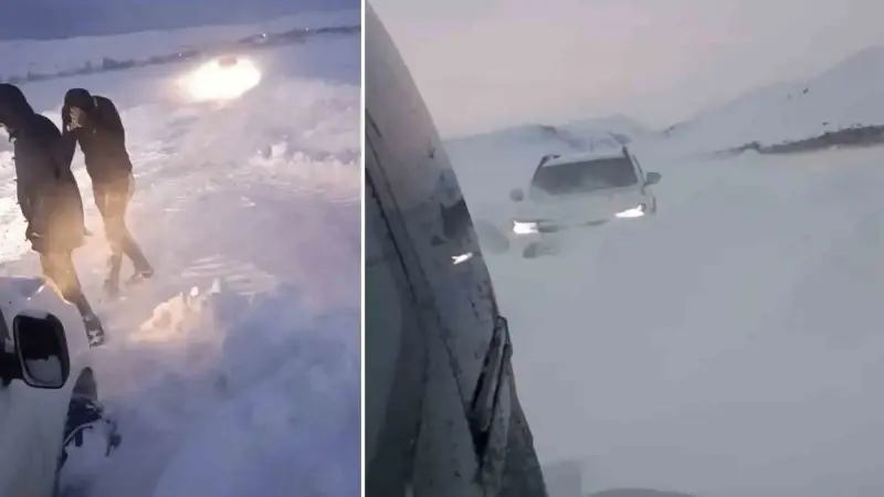 Bingöl’de tipi nedeniyle mahsur kalan araçlar kurtarıldı