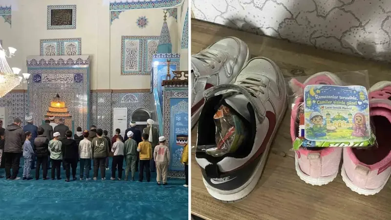 Küçük cemaate büyük sürpriz: Teravihe giden çocukların ayakkabılarına hediye bırakıldı