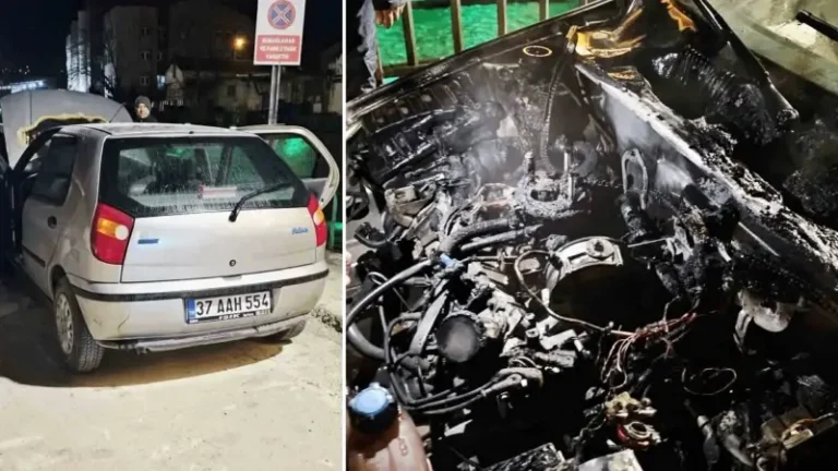 Otomobili küle dönmekten itfaiye kurtardı