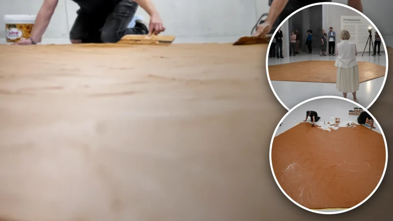 15 bin sandviçlik fıstık ezmesini müzenin zeminine sürdüler!