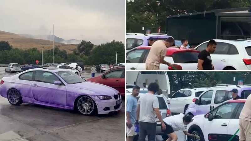 Araçların mor renge boyandığı yolda gerçek ortaya çıktı