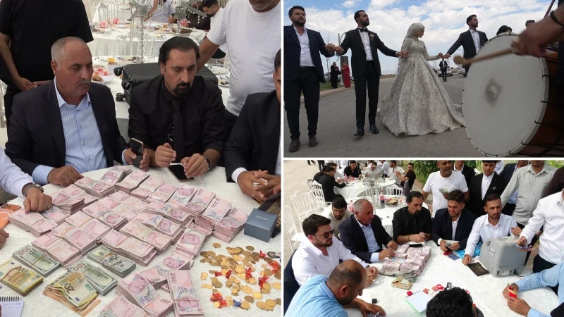 Van’da paraların havada uçuştuğu düğün: Damada yaklaşık 20 milyon TL geline kilolarca altın takıldı